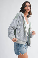 Load image into Gallery viewer, 5189HK Striped Zip Hoodie