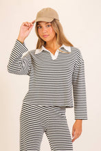 Load image into Gallery viewer, Striped Collared Knit Lounge Pant Set
