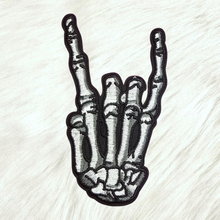 Load image into Gallery viewer, Skeleton Hand Rock and Roll Punk Embroidery On Patch