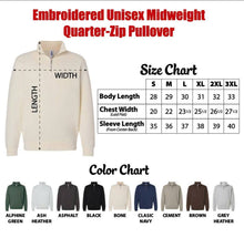 Load image into Gallery viewer, USA 250 Years 1776โ2026 Embroidered Quarter Zip Sweatshirt