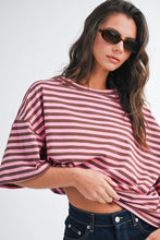 Load image into Gallery viewer, 8649HN Oversized Stripe Boyfriend Tee
