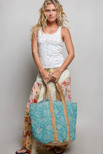 Load image into Gallery viewer, Handwoven Bohemian Style Teal Turquoise Tote Bag