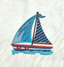 Load image into Gallery viewer, Sail Boat Nautical Coastal Embroidery Iron On Patch