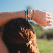 Load image into Gallery viewer, "Protect" Beachy Blues and Sands with Whale Charm Hair Tie Bracelets