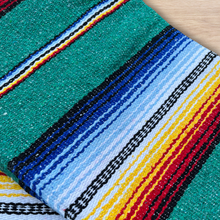 Load image into Gallery viewer, Authentic Mexican Blanket - Northern Lights - Teal Green