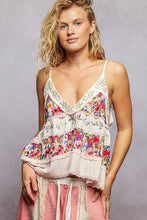 Load image into Gallery viewer, A-body Flared Fit Double Gauze Floral Embroidery Sleeveless