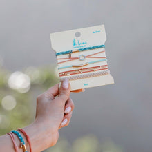 Load image into Gallery viewer, "Live" Teal and Coral with Gold Accent Hair Tie Bracelets