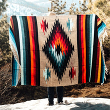 Load image into Gallery viewer, Aztec Mexican Diamond Blanket | Beige Tan Khaki Throw