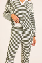 Load image into Gallery viewer, Striped Collared Knit Lounge Pant Set