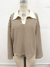Load image into Gallery viewer, Striped Collared Knit Lounge Pant Set