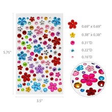 Load image into Gallery viewer, Wrapables 327pcs Acrylic Self Adhesive Crystal Rhinestone Gem Stickers, DIY, Arts & Crafts Supplies (3 sheets), Flowers