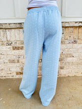 Load image into Gallery viewer, Baby Blue Polka Dot Flare Sweatpants