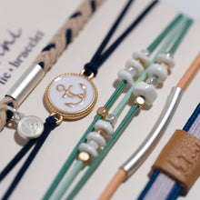 Load image into Gallery viewer, "Anchor" Nautical Colors with Anchor Charm Hair Tie Bracelets
