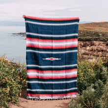 Load image into Gallery viewer, Aegean Blue and Pink Baja Diamond Blanket