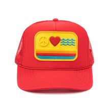 Load image into Gallery viewer, Peace Love & Waves Patch Trucker Hat