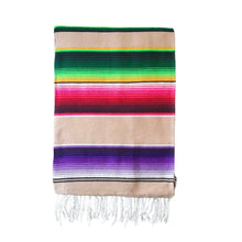 Load image into Gallery viewer, Mexican Serape Blanket Tan Beige Multi Color Throw