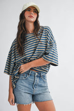 Load image into Gallery viewer, 8649HN Oversized Stripe Boyfriend Tee