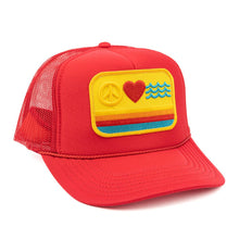 Load image into Gallery viewer, Peace Love & Waves Patch Trucker Hat