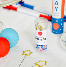 Load image into Gallery viewer, Mini 4" Gold Star Sparkler Wands - 4th of July - Tube of 4
