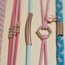 Load image into Gallery viewer, "Live" Teal and Coral with Gold Accent Hair Tie Bracelets