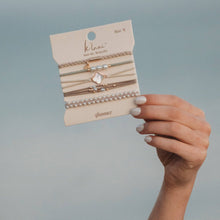 Load image into Gallery viewer, "Glimmer" Soft Pinks with Pearl and Gold Accent Hair Tie Bracelets