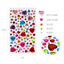 Load image into Gallery viewer, Wrapables 327pcs Acrylic Self Adhesive Crystal Rhinestone Gem Stickers, DIY, Arts & Crafts Supplies (3 sheets), Hearts