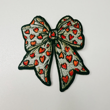 Load image into Gallery viewer, 2.5" Bow with Red Hearts - Embroidered Hat Patch