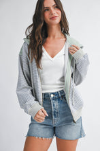 Load image into Gallery viewer, 5189HK Striped Zip Hoodie