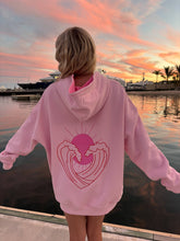 Load image into Gallery viewer, Bubblegum Pink Ocean Heart Stitched Hoodie
