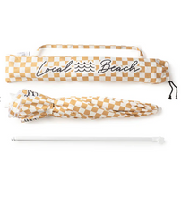 Load image into Gallery viewer, Local Beach Golden Checker Beach Umbrella