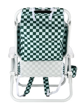 Load image into Gallery viewer, Local Beach Checker Backpack Reclining Beach Chair Green/Blue