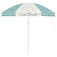 Load image into Gallery viewer, Local Beach Green/Blue Checker Mix Beach Umbrella