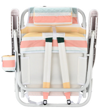 Load image into Gallery viewer, Local Beach Vintage Multi Stripe Reclining Backpack Beach Chair