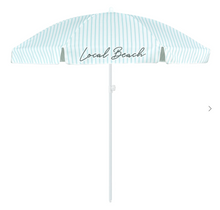 Load image into Gallery viewer, Local Beach Pastel Blue Brush Stripe Beach Umbrella