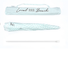 Load image into Gallery viewer, Local Beach Pastel Blue Brush Stripe Beach Umbrella