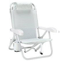 Load image into Gallery viewer, Local Beach Brush Stripe Reclining Backpack Chair - Pastel Blue