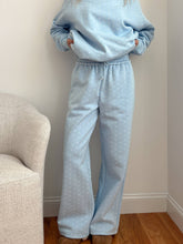 Load image into Gallery viewer, Baby Blue Polka Dot Flare Sweatpants