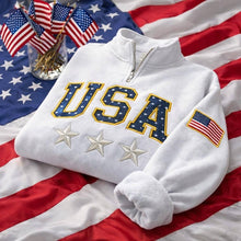 Load image into Gallery viewer, Embroidered America 250th Anniversary Quarter Zip Sweatshirt