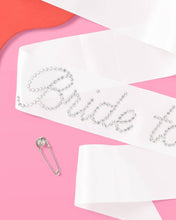 Load image into Gallery viewer, Bridal Shower Sash, Rhinestone Bride Accessory, Bach Gift