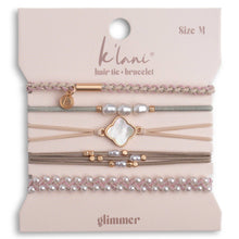 Load image into Gallery viewer, "Glimmer" Soft Pinks with Pearl and Gold Accent Hair Tie Bracelets