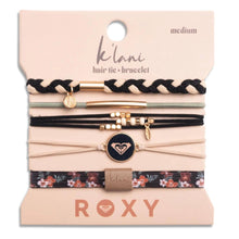 Load image into Gallery viewer, "Roxy Coastal Drift" Black and Neutral Beachy Vibe Hair Tie Bracelets