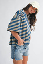 Load image into Gallery viewer, 8649HN Oversized Stripe Boyfriend Tee
