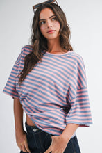 Load image into Gallery viewer, 8649HN Oversized Stripe Boyfriend Tee