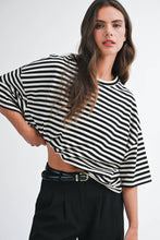 Load image into Gallery viewer, 8649HN Oversized Stripe Boyfriend Tee