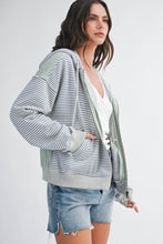 Load image into Gallery viewer, 5189HK Striped Zip Hoodie