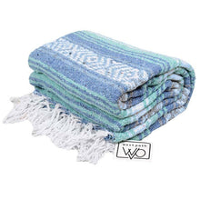 Load image into Gallery viewer, Mint Blue Ocean Mexican Falsa Yoga Blanket