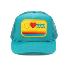 Load image into Gallery viewer, Peace Love & Waves Patch Trucker Hat