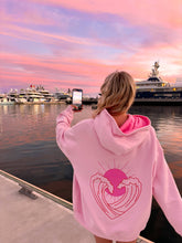 Load image into Gallery viewer, Bubblegum Pink Ocean Heart Stitched Hoodie