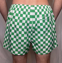 Load image into Gallery viewer, CTS GREEN AND WHITE CHECKER SWIM TO GYM SHORT
