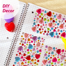 Load image into Gallery viewer, Wrapables 327pcs Acrylic Self Adhesive Crystal Rhinestone Gem Stickers, DIY, Arts & Crafts Supplies (3 sheets), Hearts